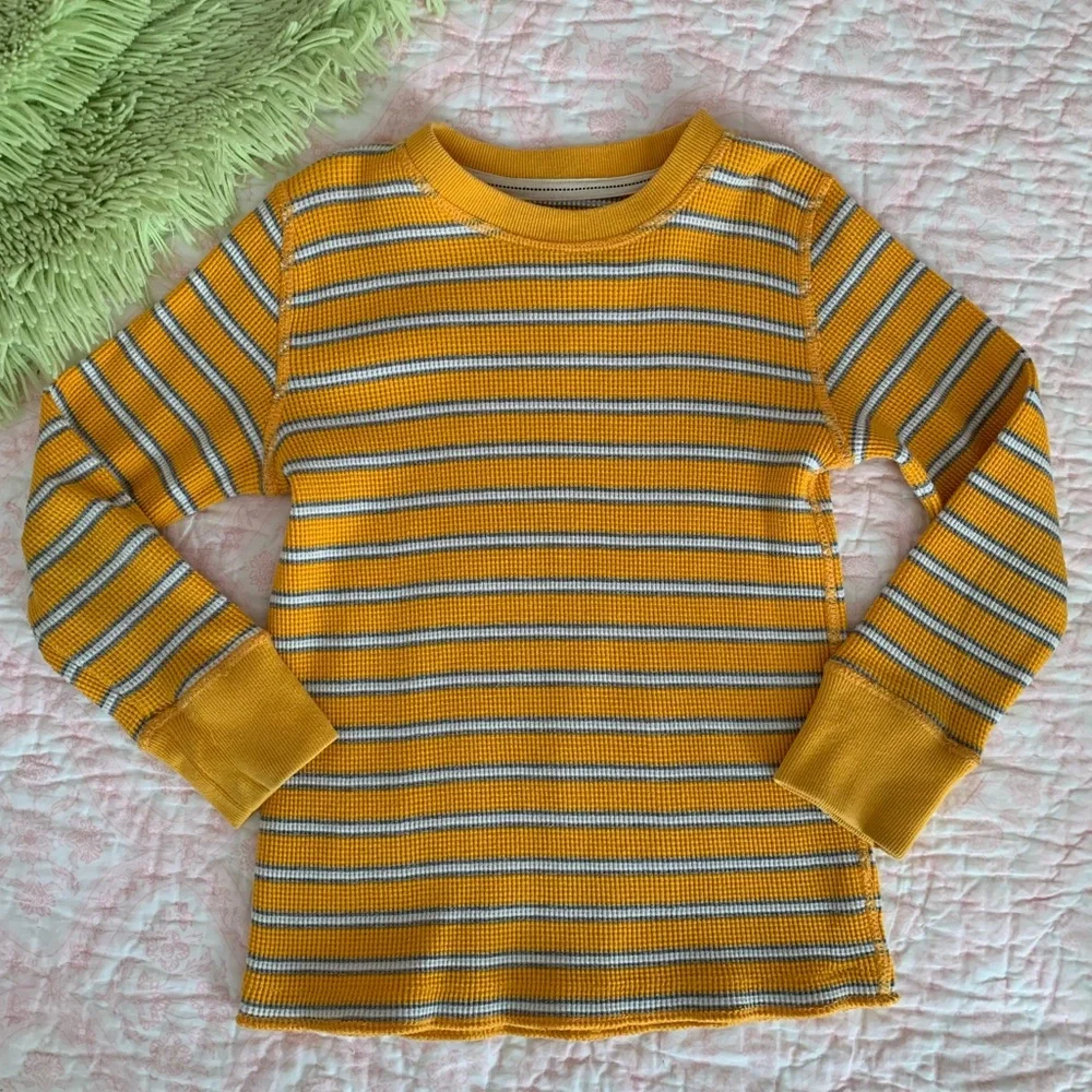 Children's Place Authentic Sportswear Thermal Shirt Boys S (5/6) Yellow Striped